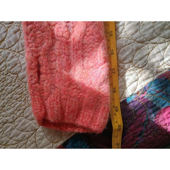 Hand Knit Wool Cable Knit Full Zip Sweater Sarah Spencer women's medium petite - Picture 11 of 15